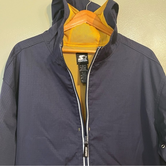 Vintage Starter Men’s 2/4 Zip Windbreaker Hoodie Jacket Blue M NWT - Picture 5 of 13